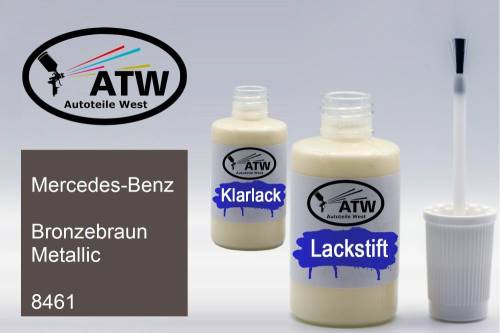 Mercedes-Benz, Bronzebraun Metallic, 8461: 20ml Lackstift + 20ml Klarlack - Set, von ATW Autoteile West.